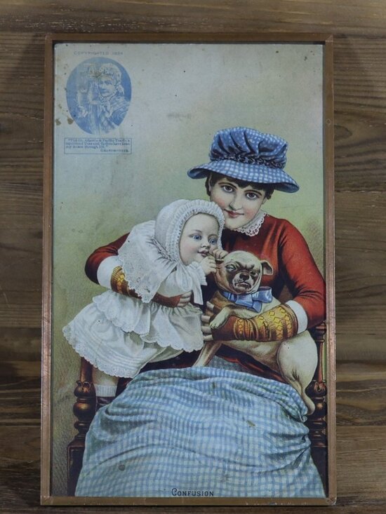 ATLANTIC PACIFIC TEA Other - 1884 PUG DOG ATLANTIC PACIFIC TEA LARGE RIGID STORE SIGN TRADE CARD 5.5"x9.5"